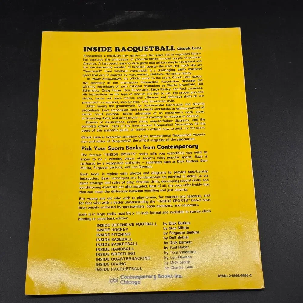 Inside Racquetball Chuck Leve 1973 Illustrated Rules Manual Sports